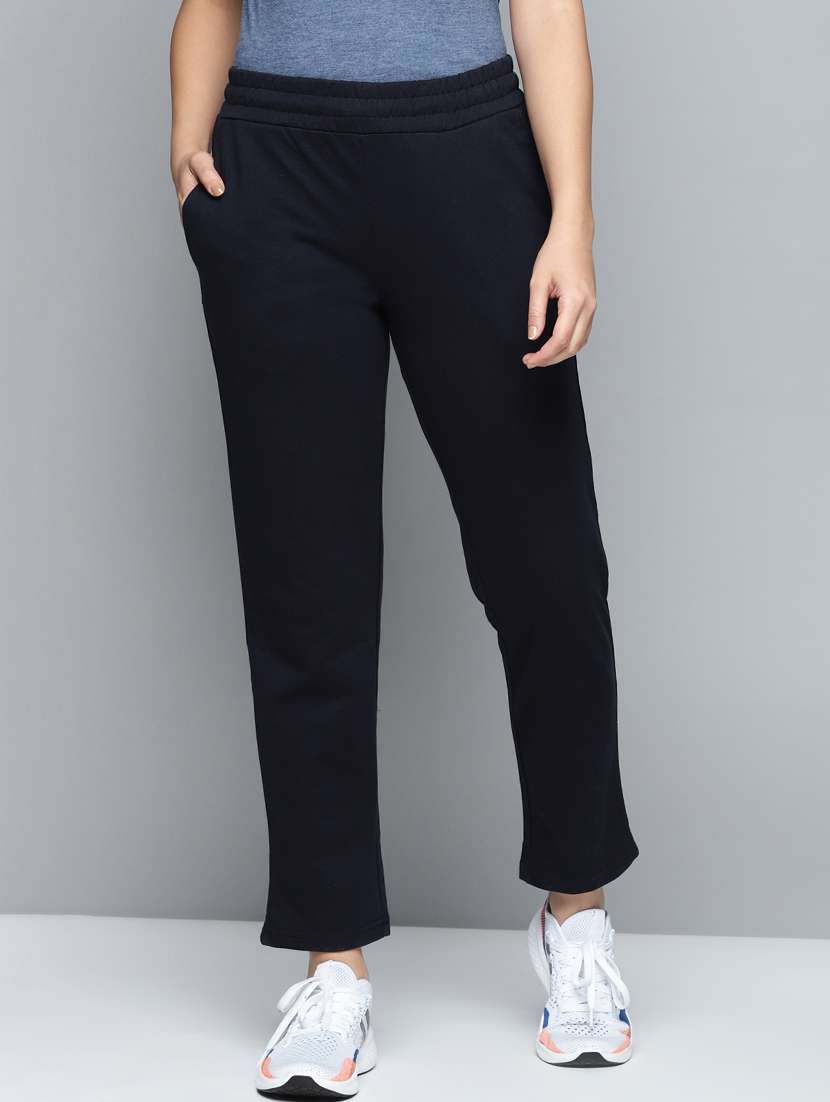 high rise solid track pants 