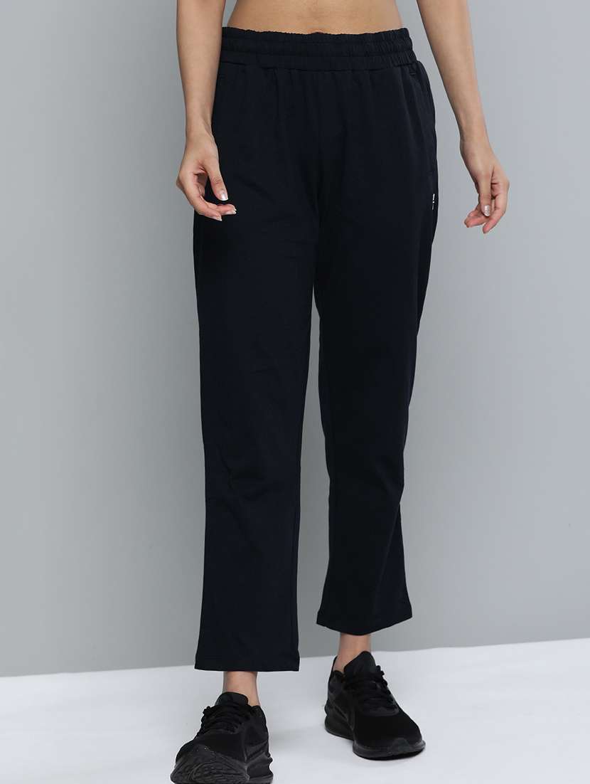 high rise solid track pant