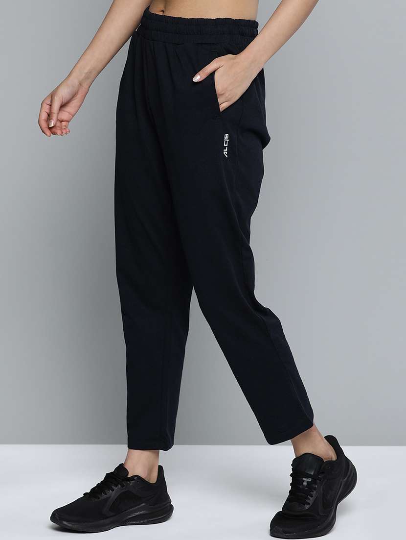 high rise solid track pant - 17718725 - Standard Image - 1