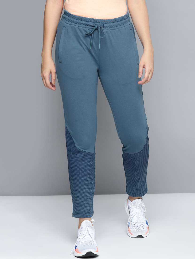 high rise solid track pant