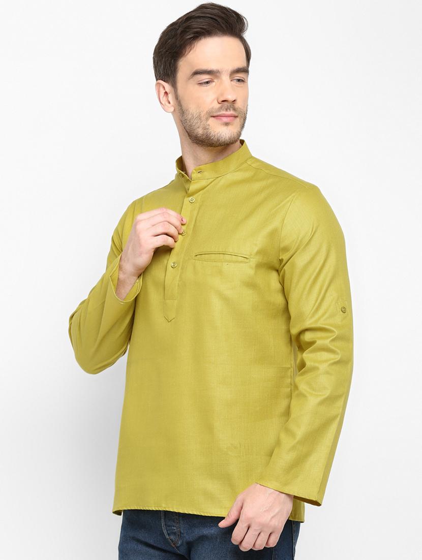 olive green solid long kurta - 17718767 -  Standard Image - 1