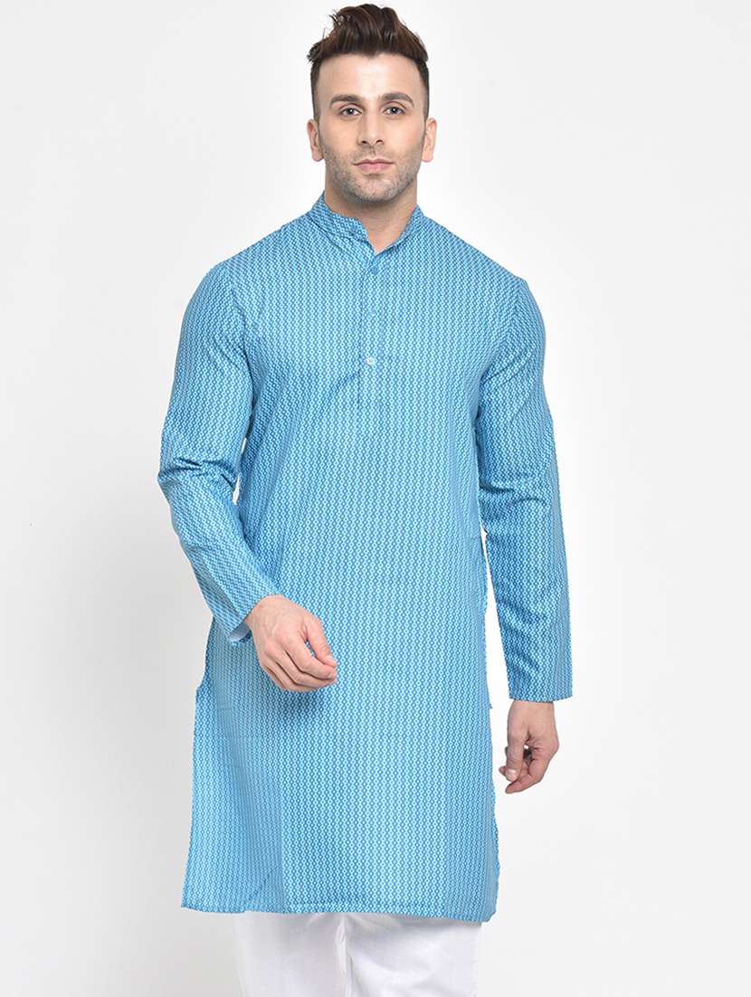 blue printed long kurta