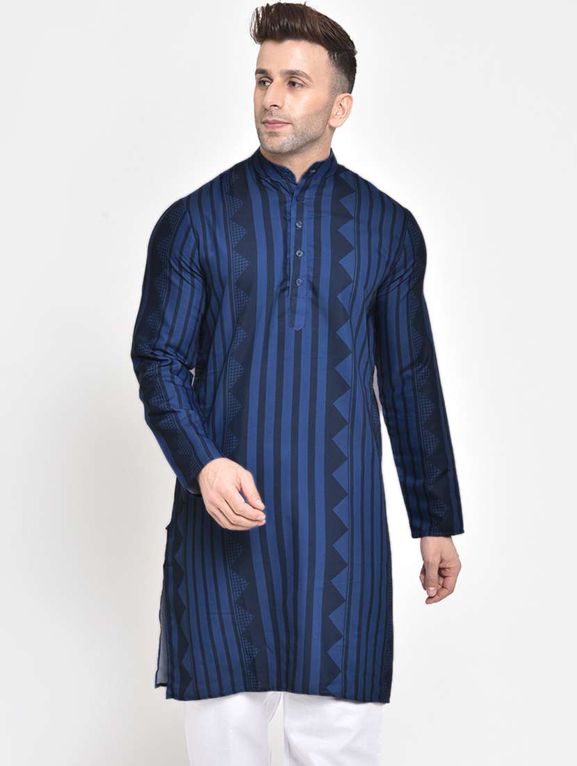 navy blue printed long kurta