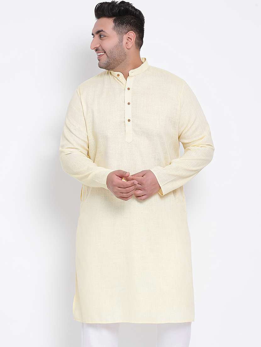 plus size yellow solid long kurta