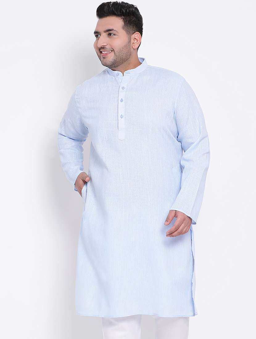 plus size light blue solid long kurta