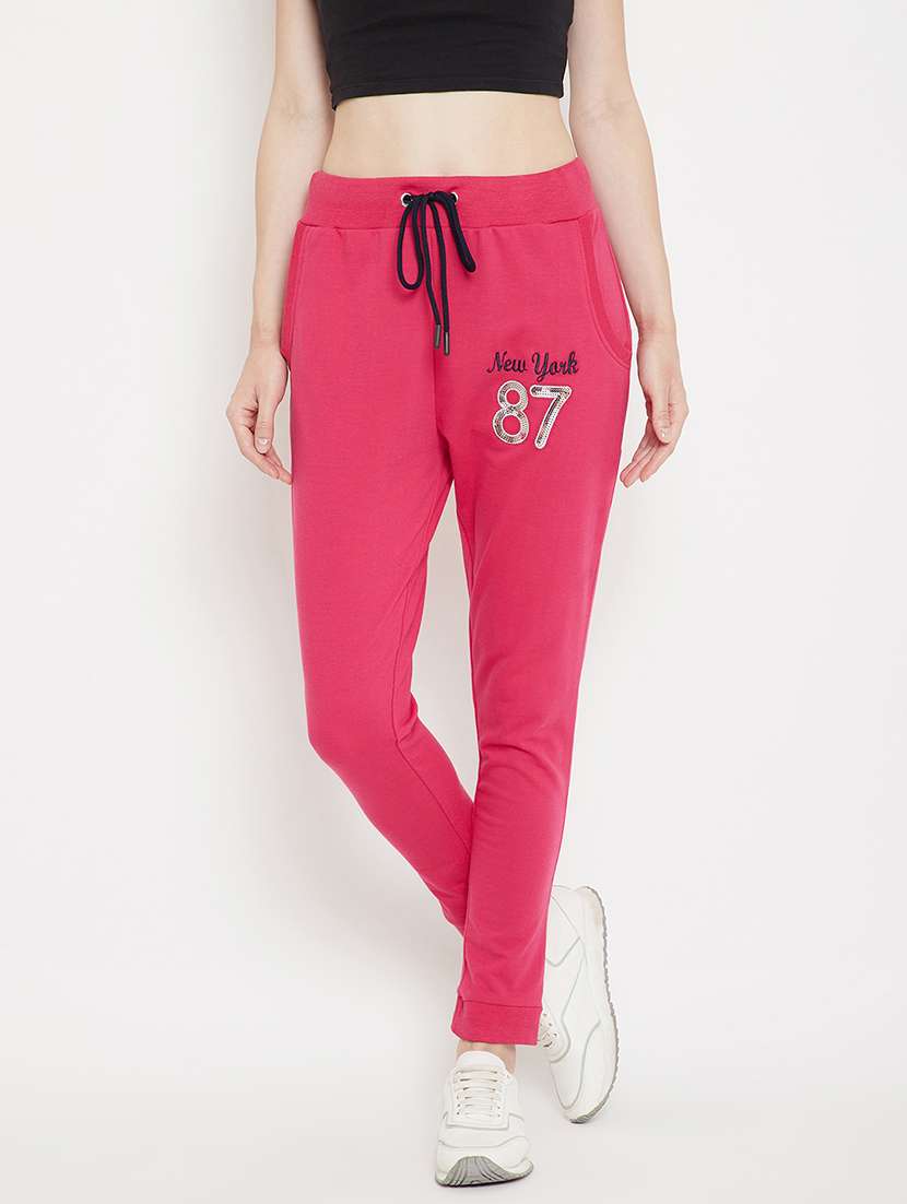 drawstring waist solid track pant 