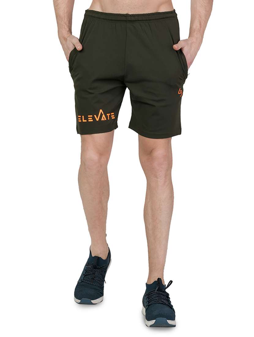 olive green solid short