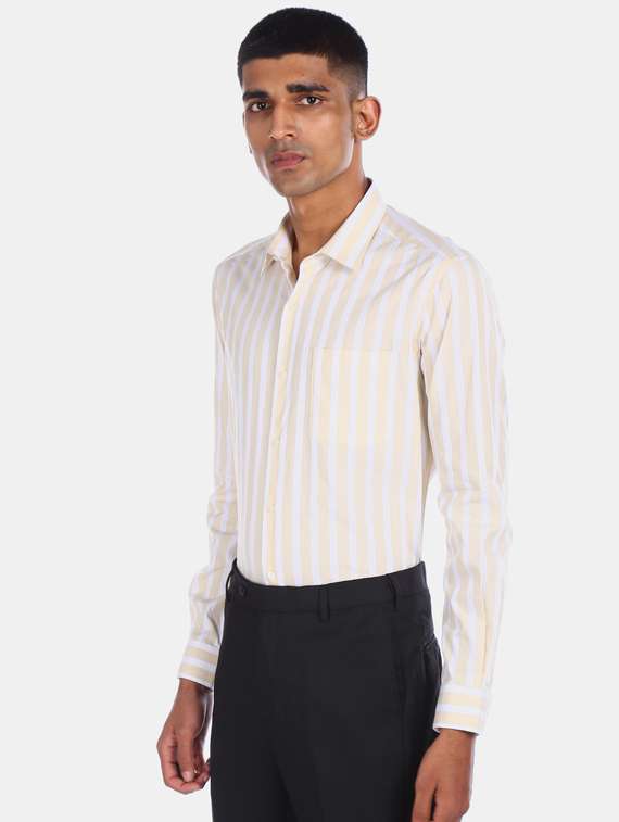 beige striped formal shirt - 17727519 -  Standard Image - 1