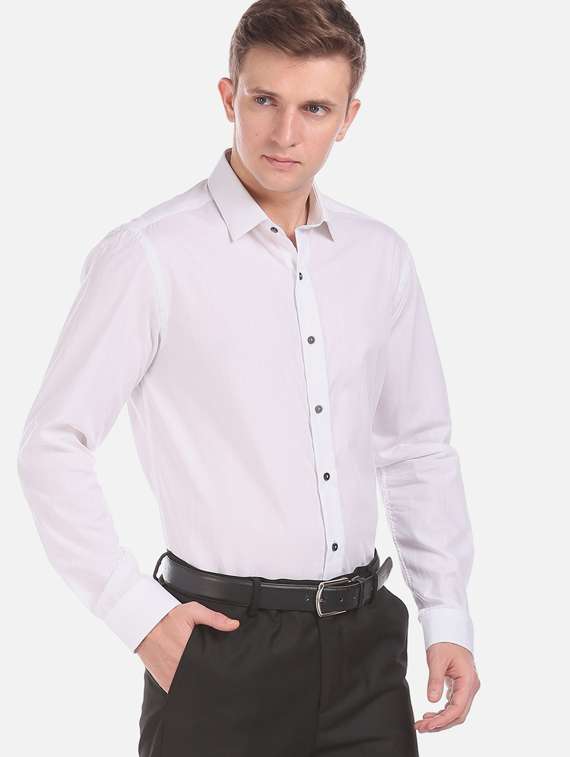 white solid formal shirt