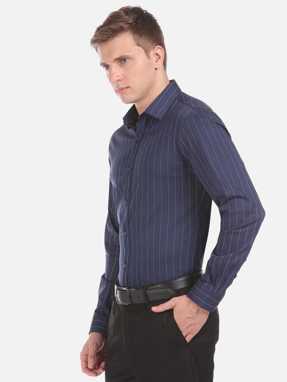 navy blue striped formal shirt - 17727530 -  Standard Image - 1