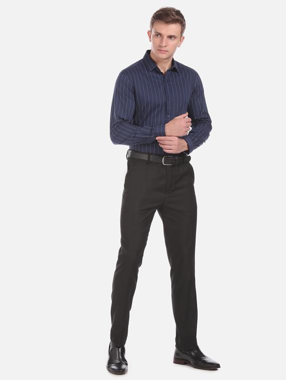navy blue striped formal shirt - 17727530 - Standard Image - 4