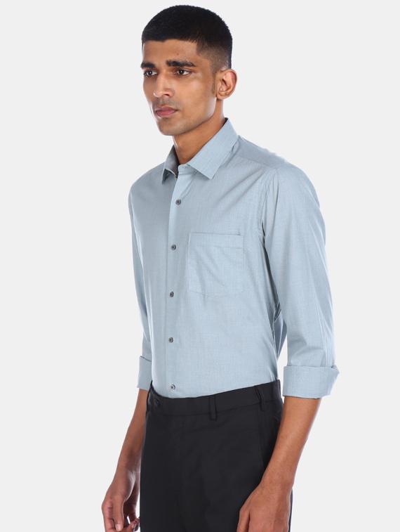 blue solid formal shirt - 17727531 - Standard Image - 1