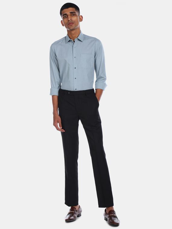 blue solid formal shirt - 17727531 - Standard Image - 4