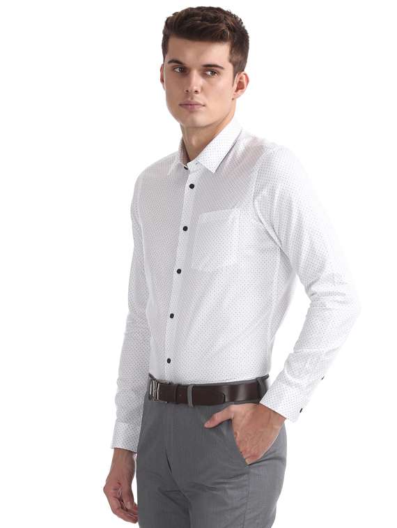 white printed formal shirt - 17727596 -  Standard Image - 1