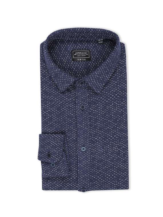navy blue printed formal shirt - 17727606 - Standard Image - 4