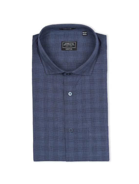 navy blue checkered formal shirt - 17727619 - Standard Image - 4