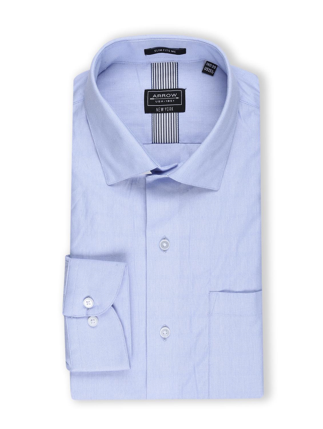 light blue self design formal shirt - 17727782 - Standard Image - 4