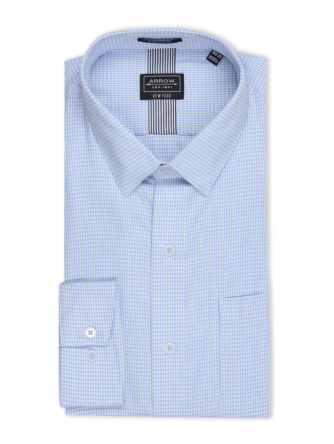 light blue self design formal shirt - 17727788 - Standard Image - 4