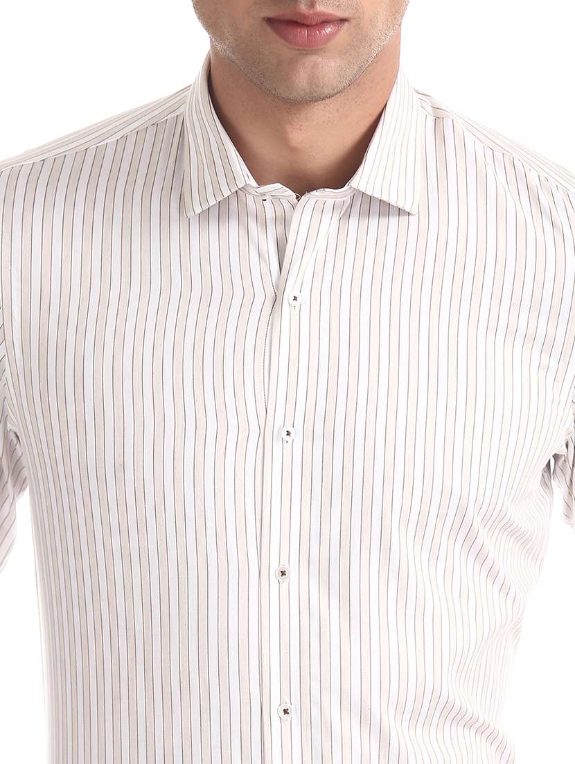 beige stripes formal shirt - 17727812 - Standard Image - 4