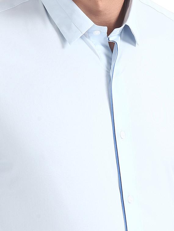 blue solid formal shirt - 17727863 - Standard Image - 4