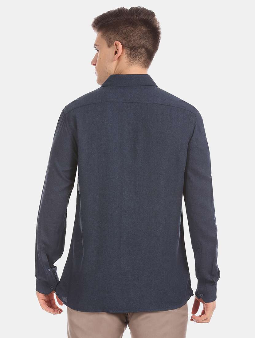 navy blue solid formal shirt - 17727897 - Standard Image - 1