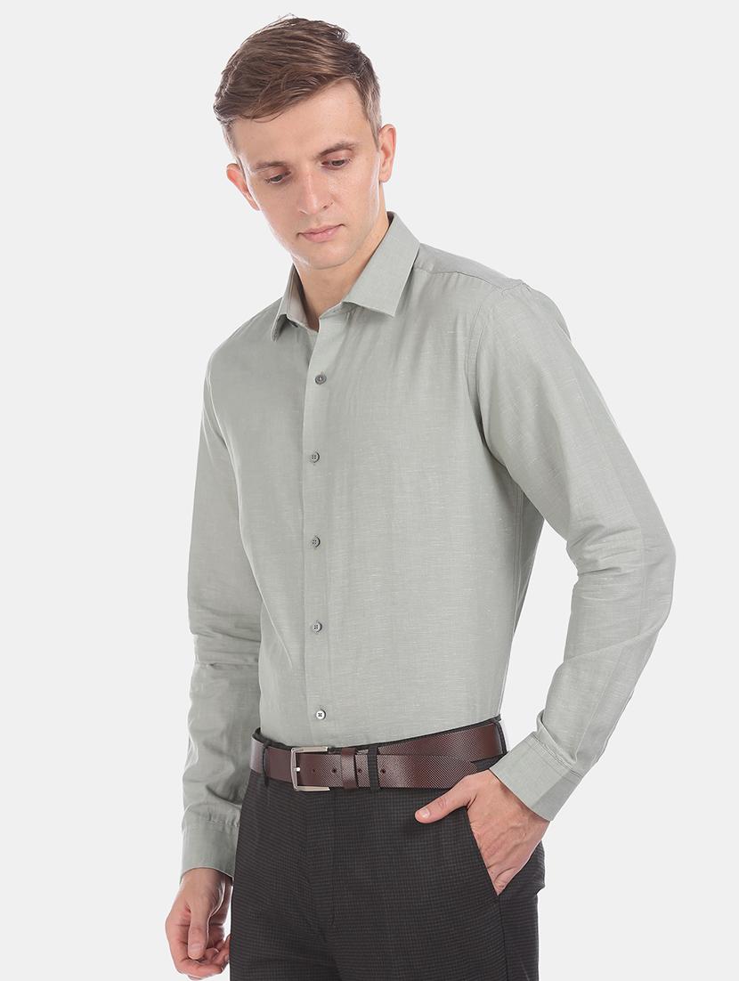 grey solid formal shirt - 17727953 -  Standard Image - 1