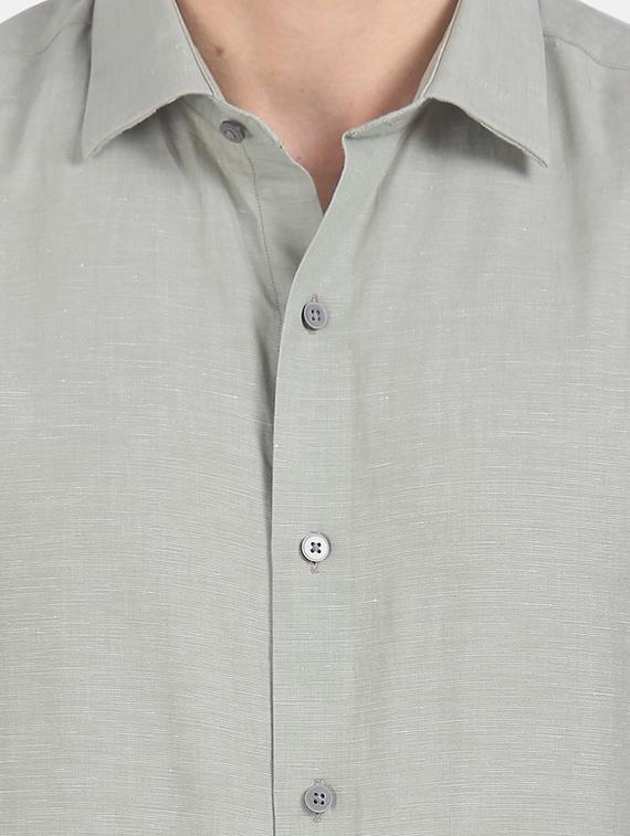 grey solid formal shirt - 17727953 - Standard Image - 4
