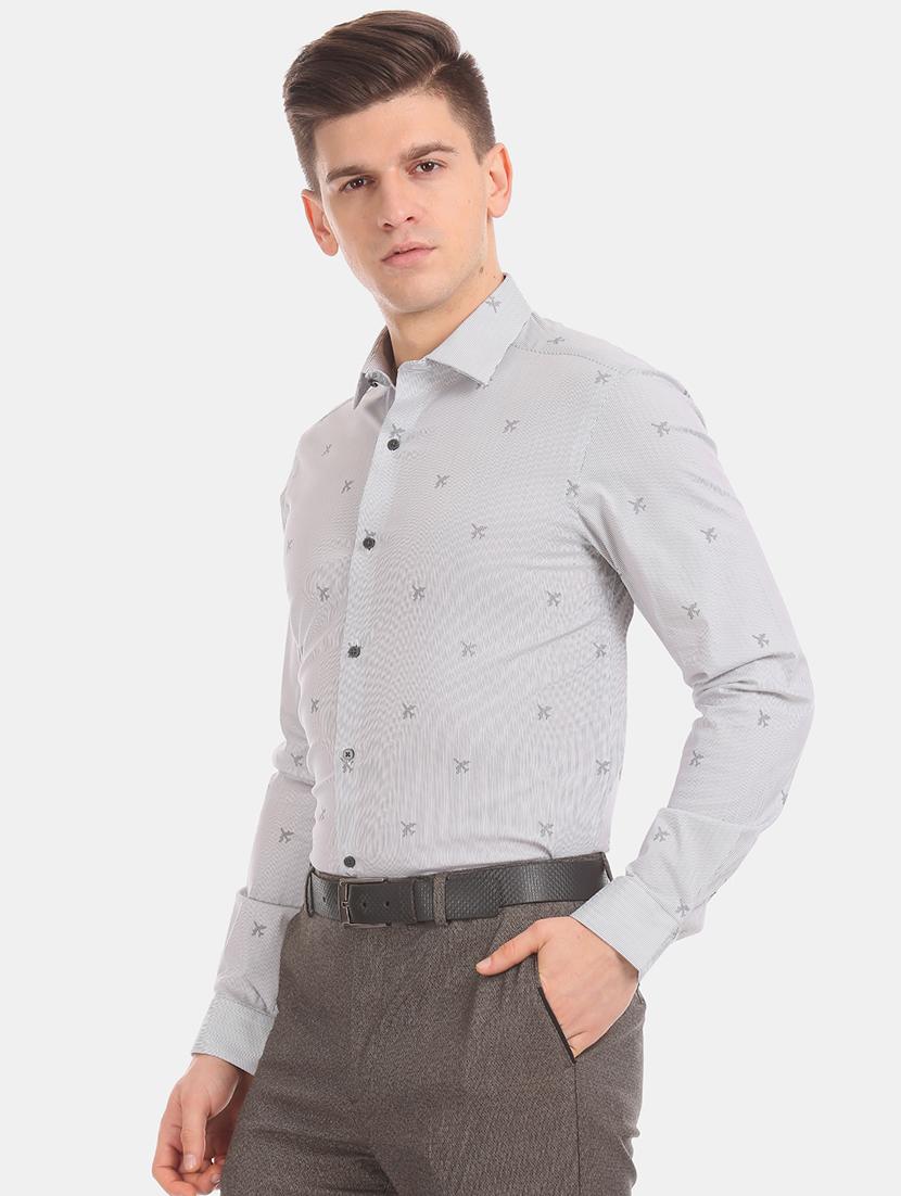 grey printed formal shirt - 17727955 - Standard Image - 1
