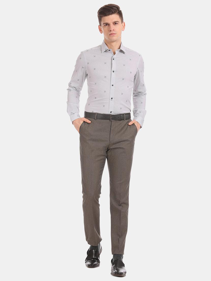 grey printed formal shirt - 17727955 - Standard Image - 4