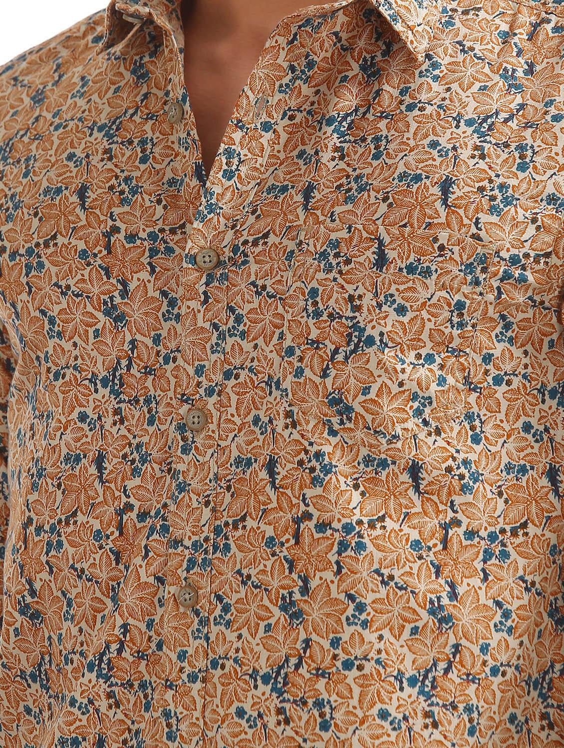 beige floral casual shirt - 17728117 - Standard Image - 4