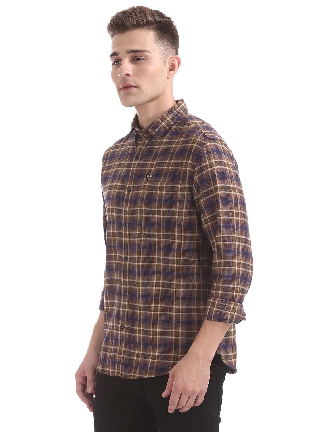 brown checkered casual shirt - 17728141 -  Standard Image - 1