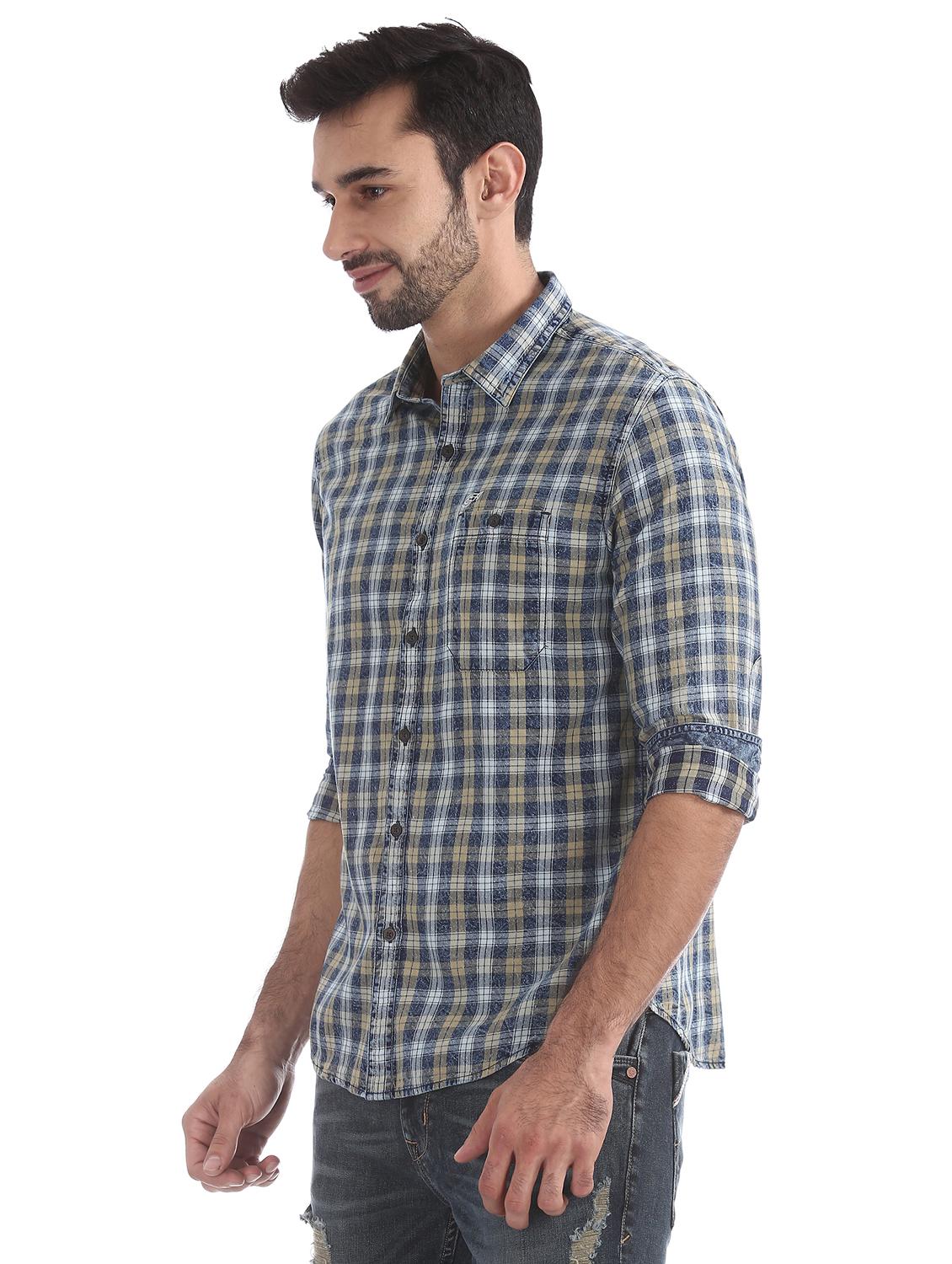 blue checkered casual shirt - 17728148 -  Standard Image - 1
