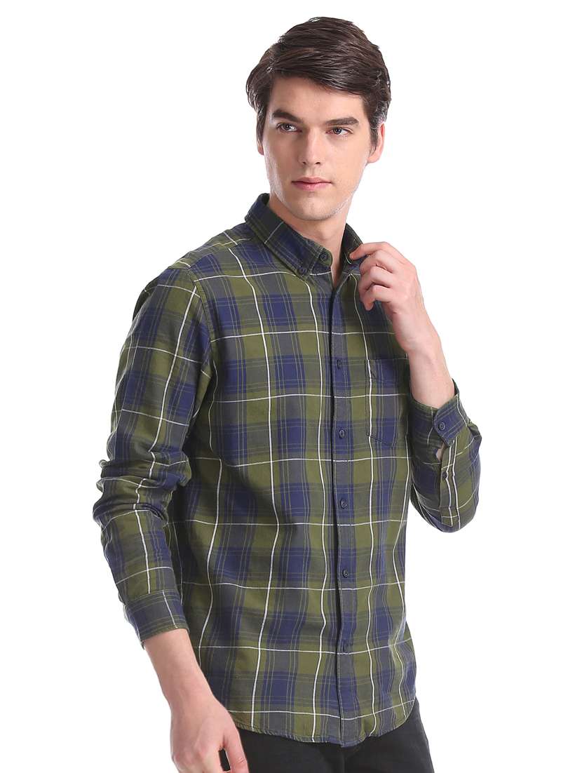 blue checkered casual shirt - 17728675 - Standard Image - 1