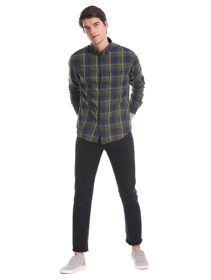 blue checkered casual shirt - 17728675 - Standard Image - 4