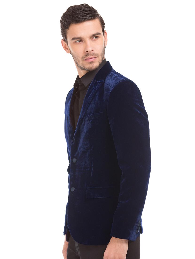 blue solid single breasted casual blazer - 17729536 -  Standard Image - 1