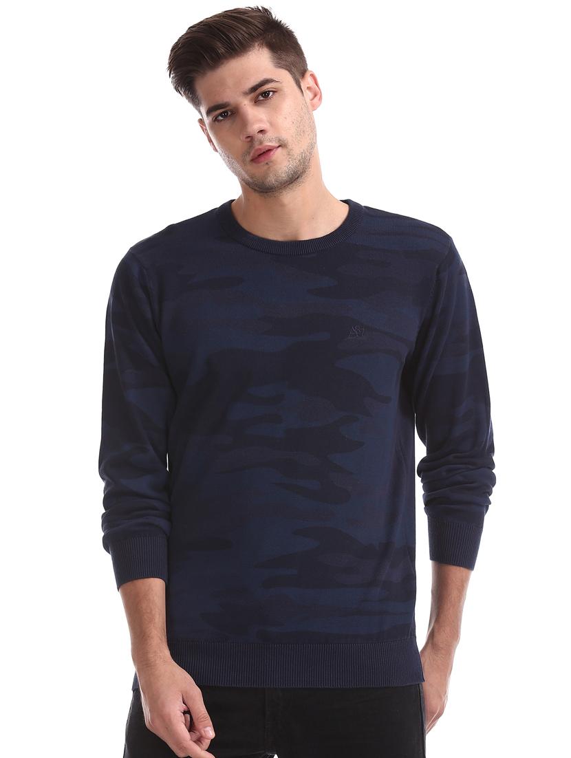 navy blue printed pullover - 17730091 -  Standard Image - 1