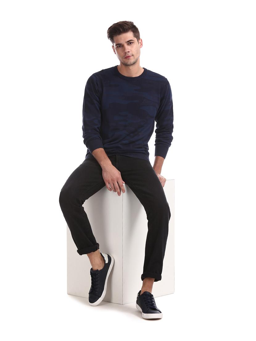 navy blue printed pullover - 17730091 - Standard Image - 4