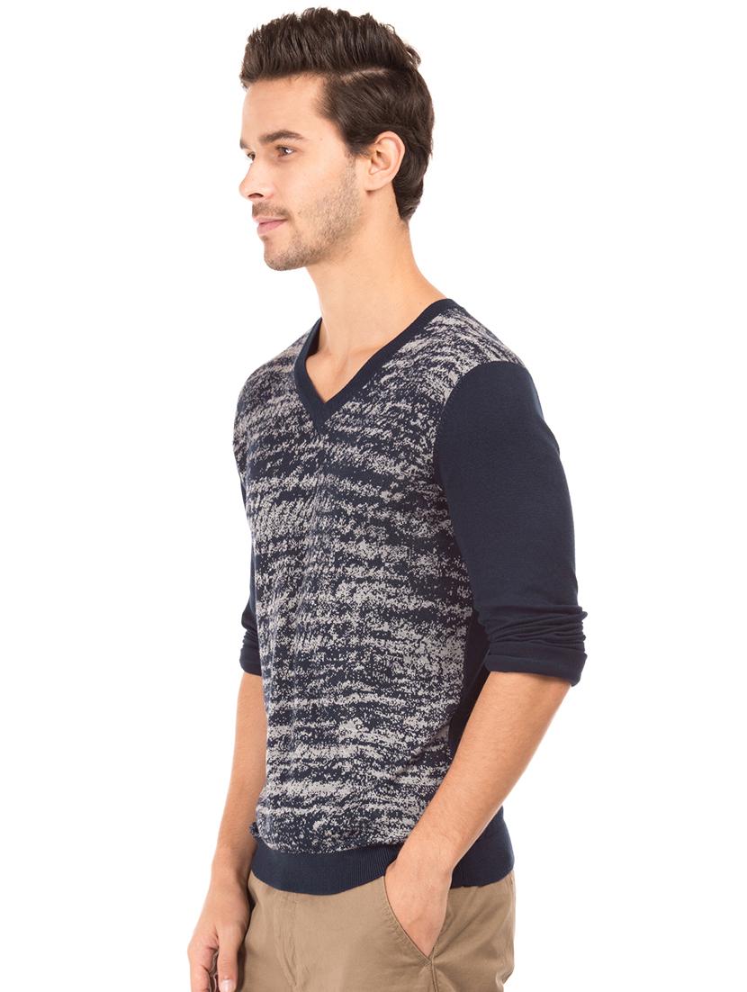 navy blue printed pullover - 17730173 - Standard Image - 1