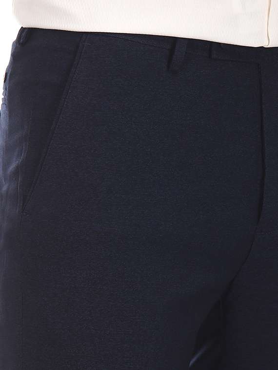 navy blue solid flat front formal trouser - 17730980 - Standard Image - 4