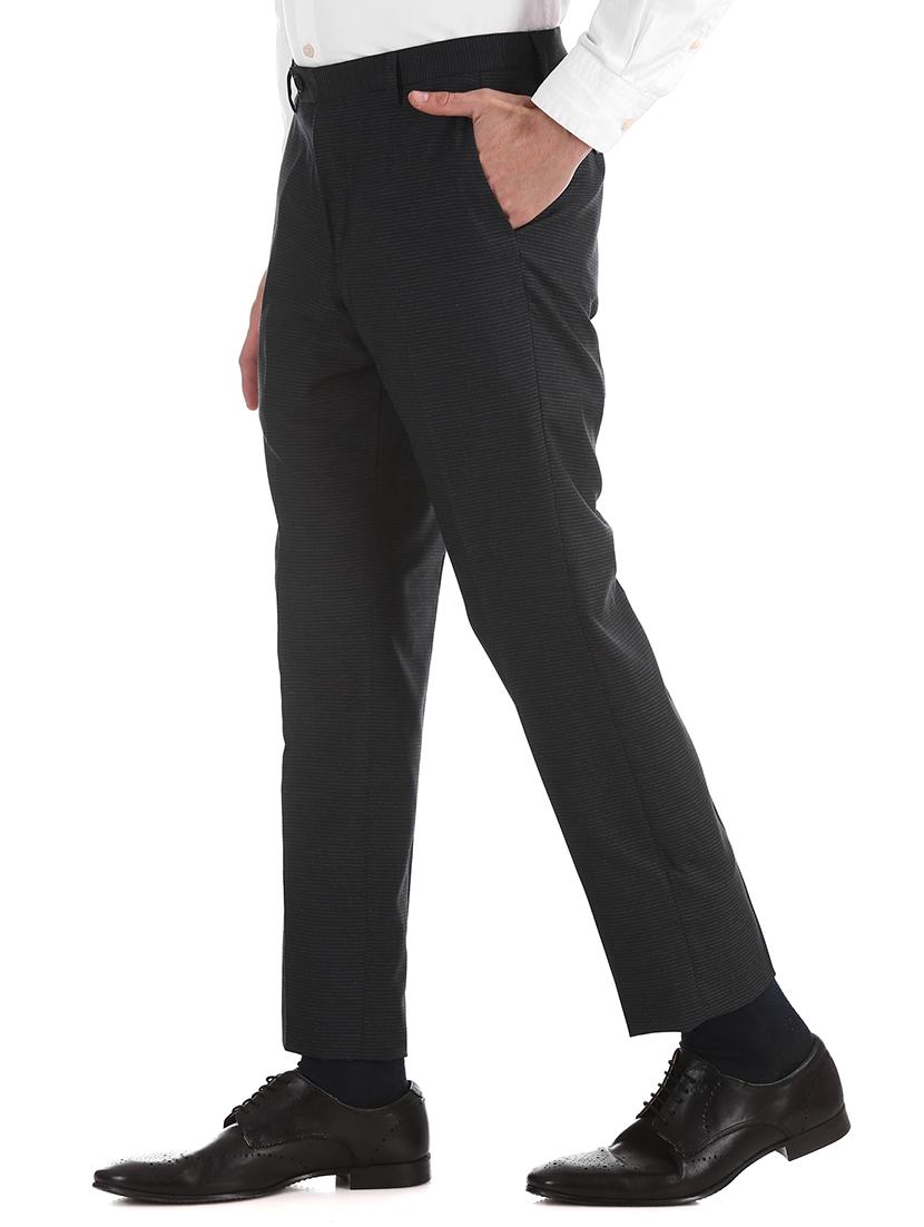black striped flat front formal trouser - 17730998 - Standard Image - 1