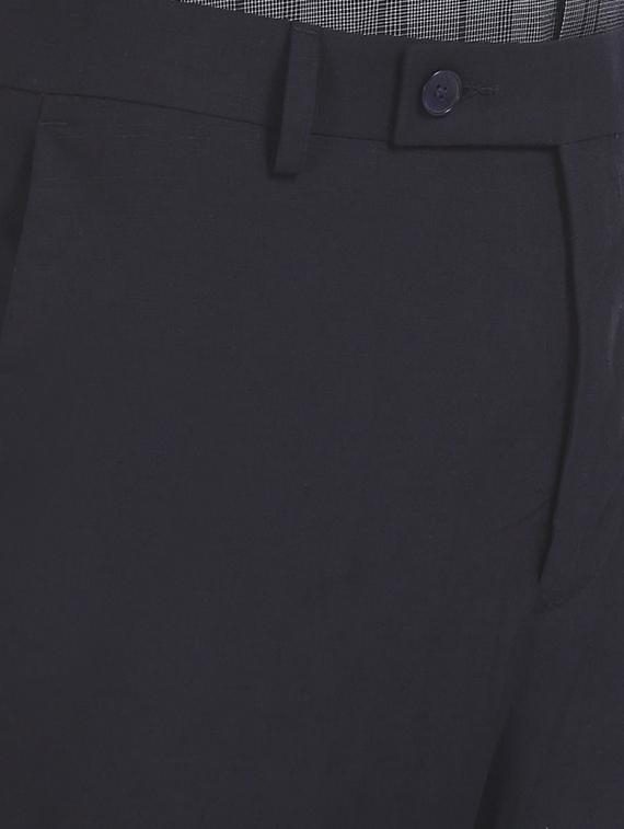 navy blue solid flat front formal trouser - 17731212 - Standard Image - 4