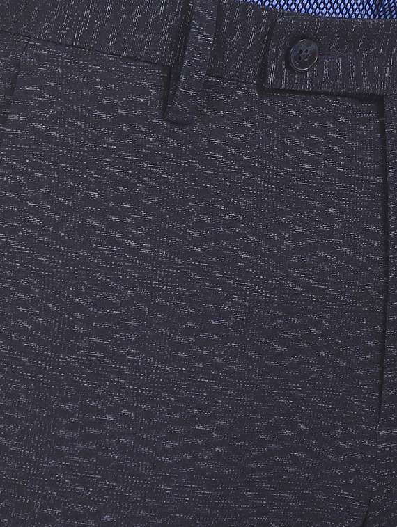 navy blue textured flat front formal trouser - 17731220 - Standard Image - 4