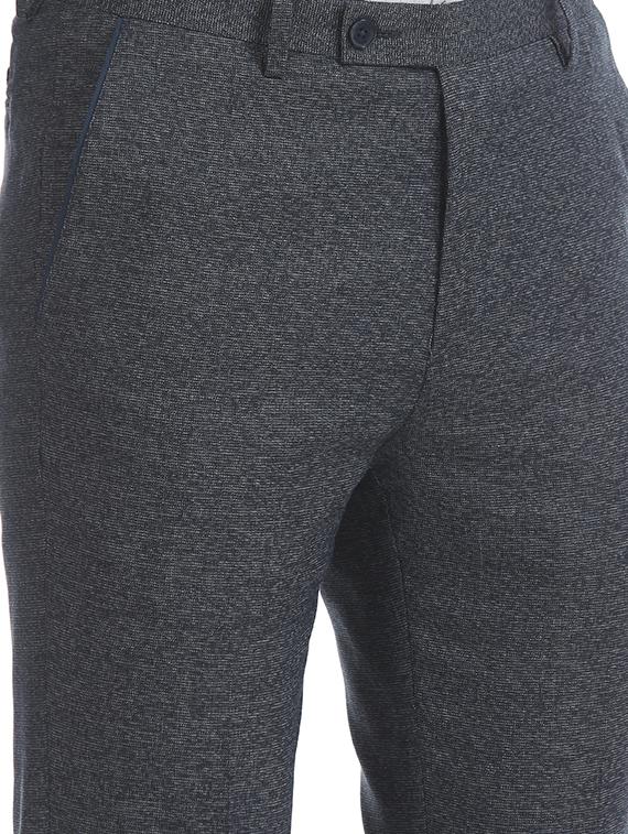 navy blue textured flat front formal trouser - 17731322 - Standard Image - 4
