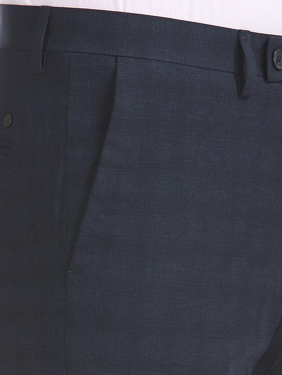 navy blue checkered flat front formal trouser - 17731420 - Standard Image - 4
