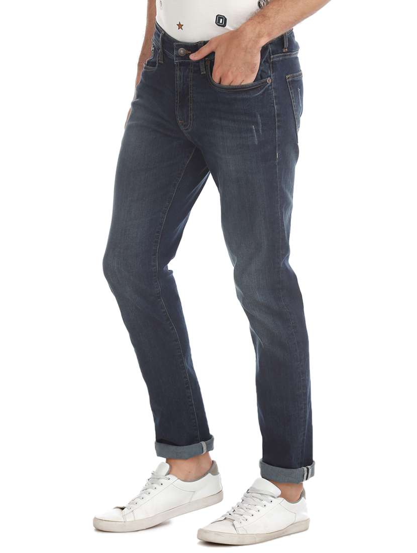 blue light washed ripped denim jeans - 17731515 -  Standard Image - 1