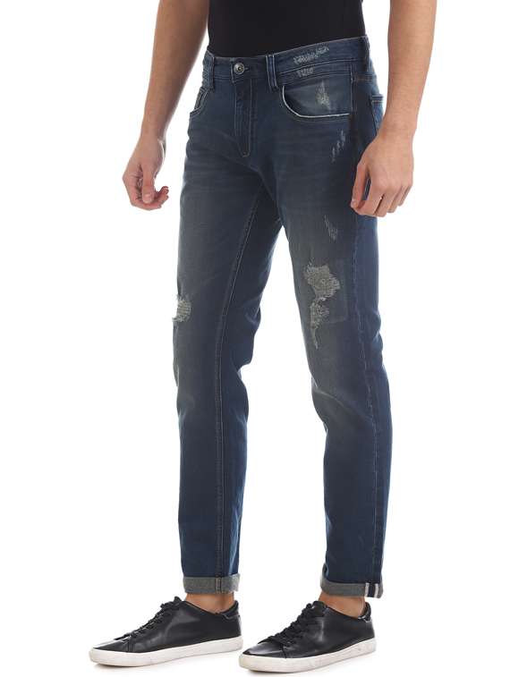 blue distressed denim jean - 17731793 -  Standard Image - 1