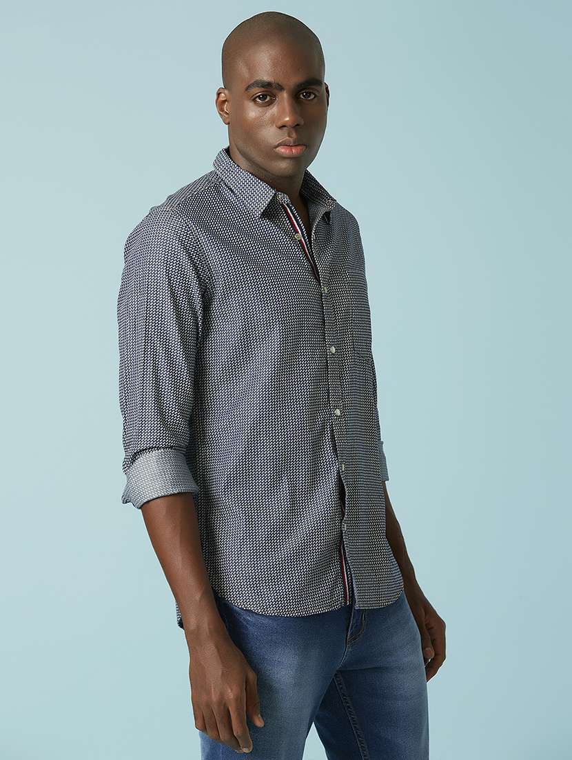 blue printed casual shirt - 17732202 -  Standard Image - 1