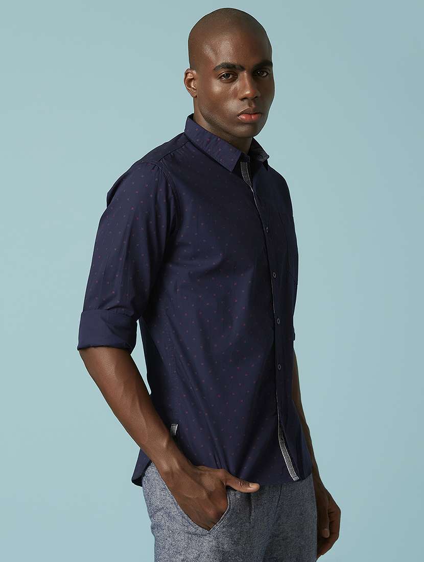 navy blue printed casual shirt - 17732209 -  Standard Image - 1