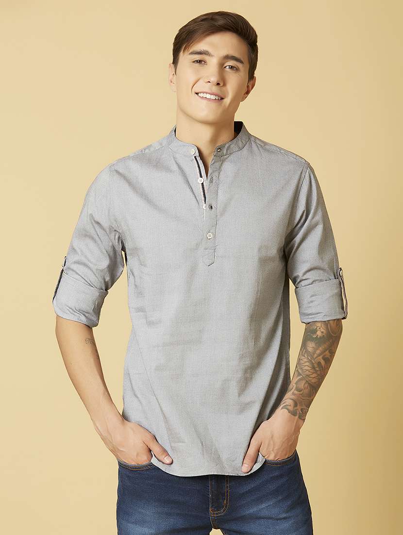 grey solid casual shirt