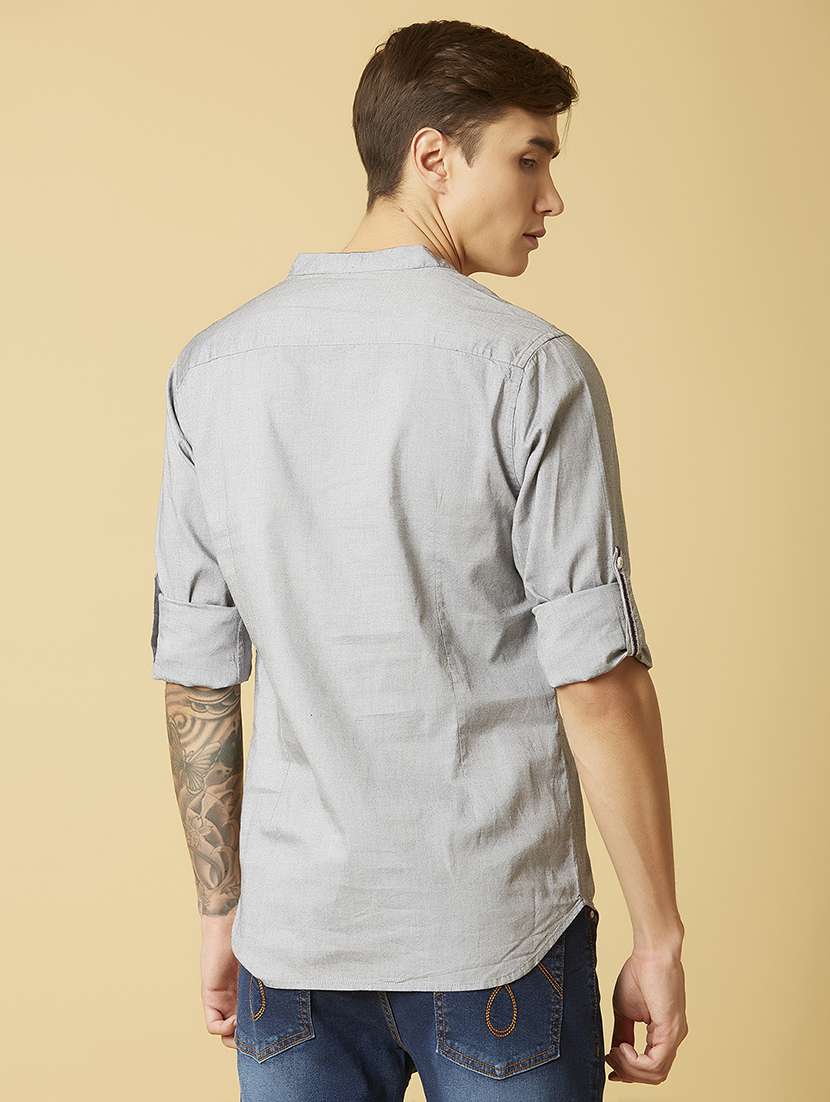 grey solid casual shirt - 17732217 -  Standard Image - 4